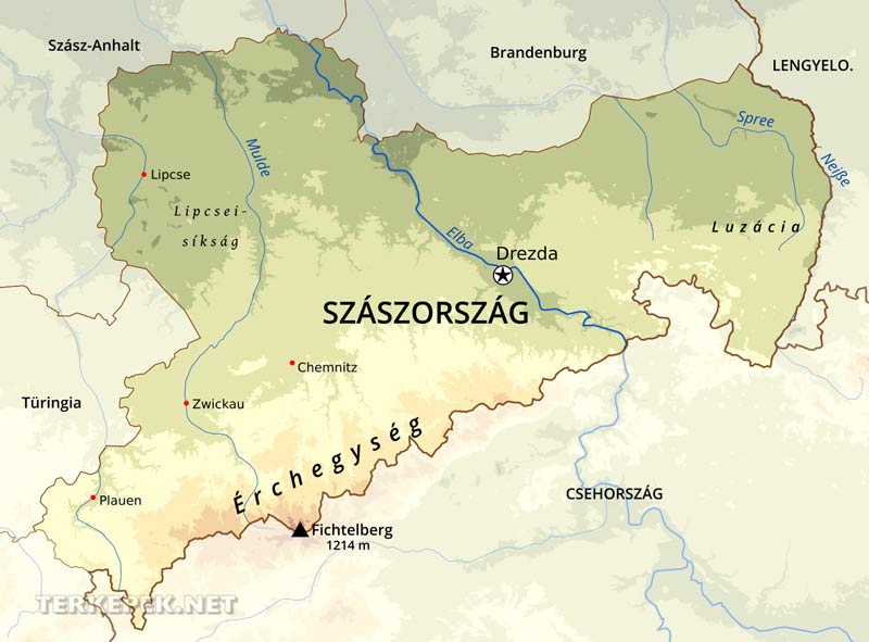 Szászország térkép